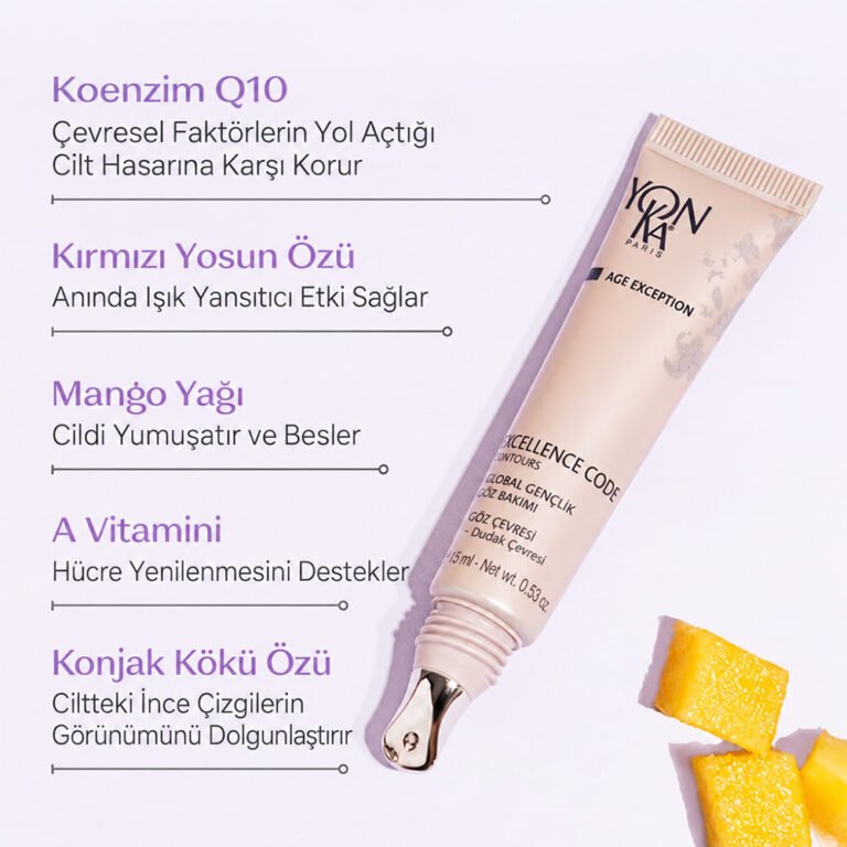 Yon-Ka Excellence Code Contours 15 ml Koenzim Q10, kırmızı yosun, mango yağı, A vitamini ve konjak kökü içeriği